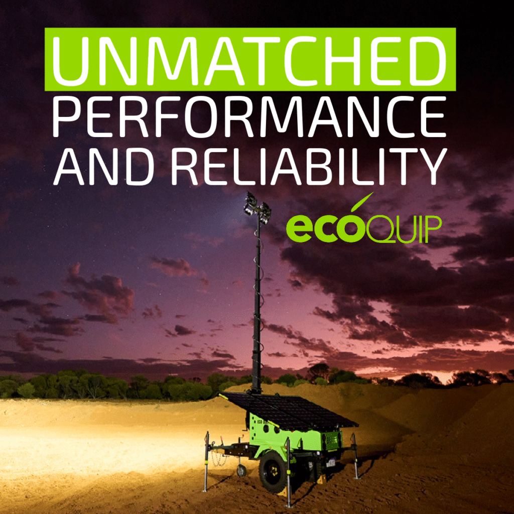 Unmatched performance and reliability EcoQuip with mobile solar light tower.